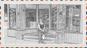 Standing outside what was "Luke's" diner from the TV show "Gilmore Girls".