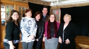 Me (on the far left) with my fellow writing groups friends and Jim Donovan.